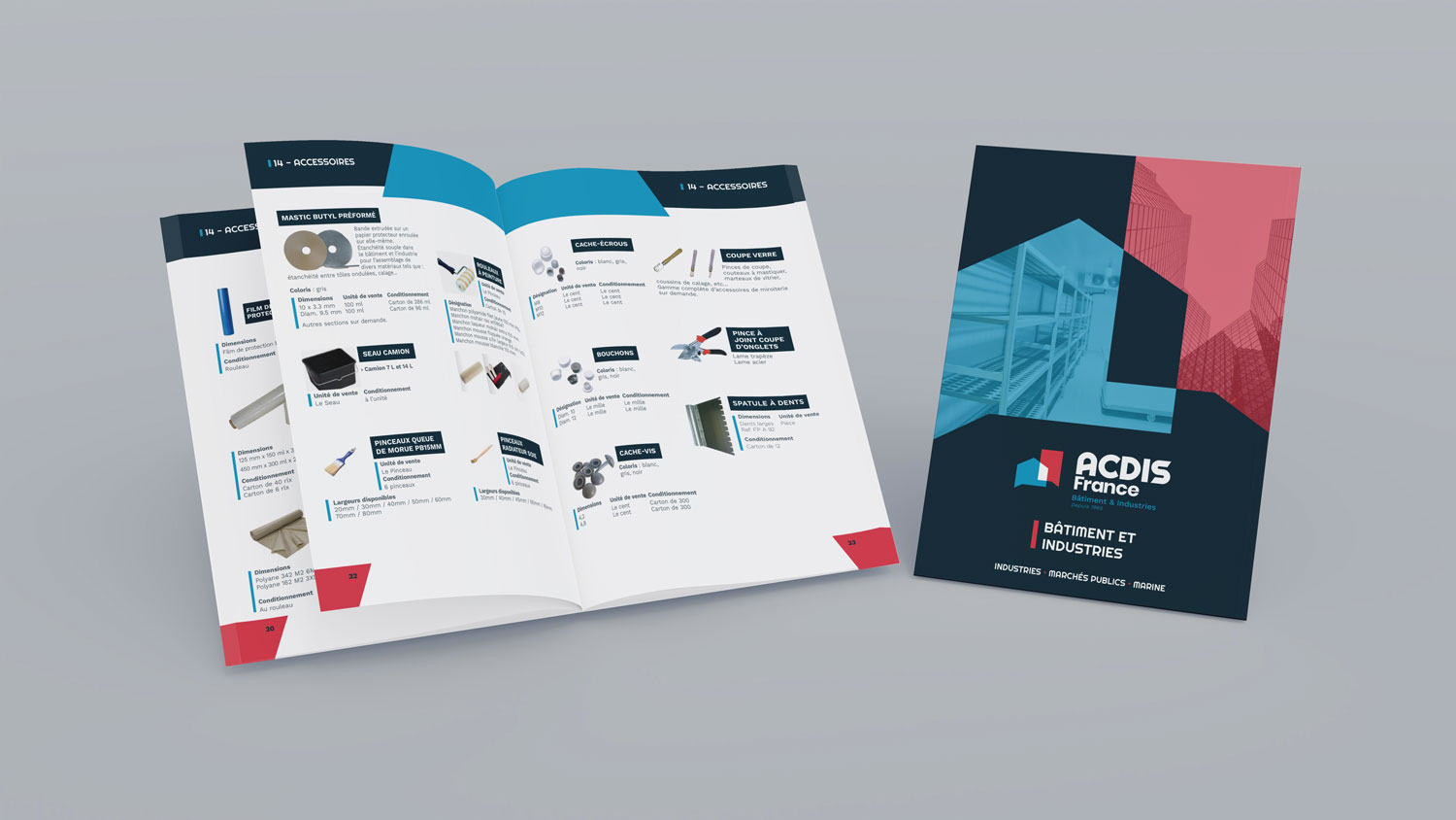 Mockup-ACDIS France catalogue BT¨P et Industries experts depuis plus de 50 ans en solutions d'isolation étanchéité et fixations non mécaniques